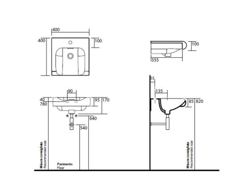 Kerasan Inka Project Раковина 40x40x35.5 см, 1 отв., цвет: белый. 341201*1
