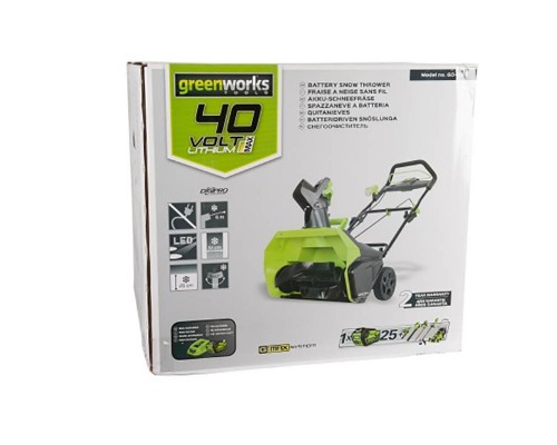 Снегоуборщик аккумуляторный Greenworks GD40SB бесщеточный (АКБ 4 А.ч; ЗУ)