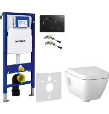 Комплект Унитаз подвесной Geberit Renova Plan 500.378.01.1 + Крышка Plan 500.692.01.1 + Крепления Duofix 111.815.00.1 к стене + Шумоизоляция 156.050.00.1 + Инсталляция UP 320 111.300.00.5 + Кнопка Sigma 01 115.770.DW.5 черная