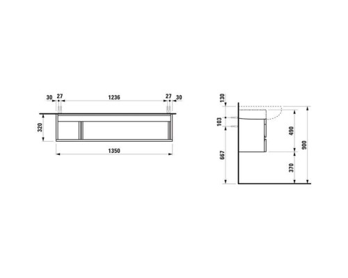 Laufen Alessi One Тумба с раковиной, 160х50см, с 2 выдвиж. ящиками, подвесная, покрытие LLC, цвет: орех/белый. 4.2436.0.097.630.1, 8.1497.1.400.104.1 Laufen Alessi One Тумба с раковиной, 160х50см, с 2 выдвиж. ящиками, подвесная, покрытие LLC, цвет: орех/белый. 4.2436.0.097.630.1, 8.1497.1.400.104.1
