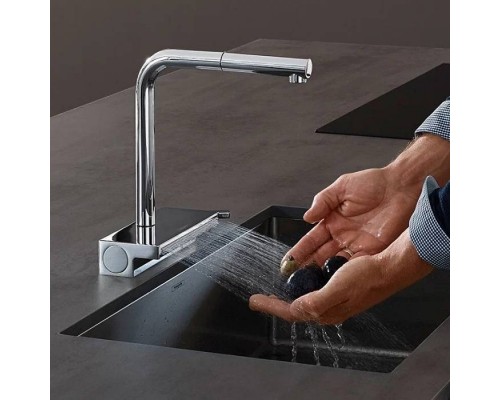 Hansgrohe Aquno Select M81 Смеситель для кухни, 1 отв., с вытяжным душем 2jet, цвет: хром. 73836000