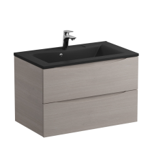 Тумба с раковиной BelBagno Marino 80, подвесная, rovere grigio, черная раковина