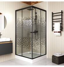 Душевой уголок Bauedge Bau Stil SB0004B 90x90, с поддоном, профиль черный матовый