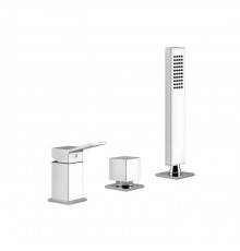 Gessi Rettangolo K Смеситель для ванны на 3 отверстия, с переключателем и ручным душем, без излива, цвет: хром. 53043#031