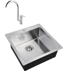 Комплект Мойка кухонная Zorg Inox R 5151 + Смеситель MEGA Snow MG-SH03 хром