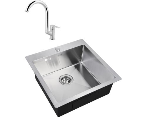 Комплект Мойка кухонная Zorg Inox R 5151 + Смеситель MEGA Snow MG-SH03 хром