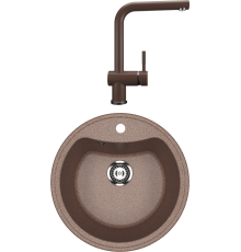 Комплект Мойка кухонная Ulgran U-601 -307 терракот + Смеситель U-022 терракот
