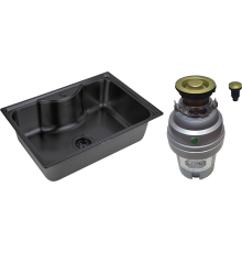 Комплект Мойка Zorg Inox PVD SZR 6545 GRAFIT графит + Измельчитель ZR-75 D BRONZE
