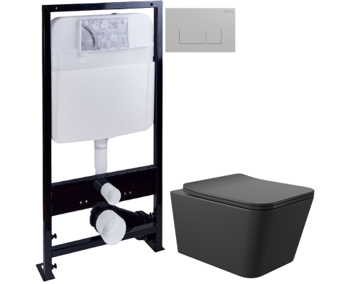 Комплект Унитаз подвесной Aqueduto Macio MAC0140 безободковый, с микролифтом, черный матовый + Инсталляция EWRIKA ProLT 0026-2020 + Кнопка 0040 хром матовый Комплект Унитаз подвесной Aqueduto Macio MAC0140 безободковый, с микролифтом, черный матовый + Инсталляция EWRIKA ProLT 0026-2020 + Кнопка 0040 хром матовый
