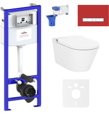 Комплект Lavinia Boho Унитаз подвесной Smart V-Clean 3359102R с микролифтом + Инсталляция RelFix 38010010 + Кнопка RelFix 3805005R + Дозатор RelFix 38040010