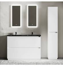 Мебель для ванной комнаты Sancos Libra Floor 120 белый глянец, двойная черная раковина CN7004MB
