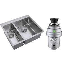 Комплект Мойка кухонная Zorg Light ZL R 590-2-510-R R, нержавеющая сталь + Измельчитель Inox D ZR-56 D