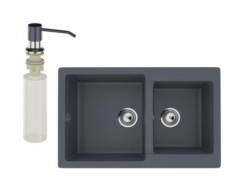 Мойка кухонная Ulgran U-505 343 антрацит + дозатор U-01 антрацит