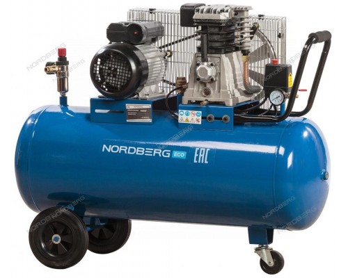 Компрессор поршневой с ременным приводом, объем 100 л NORDBERG ECO NCE100/400-220
