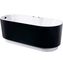 Акриловая ванна Orans BT-NL601- FTSI Black 175x75 см, отдельностоящая, овальная, с каркасом, со сливом-переливом, черная, матовая