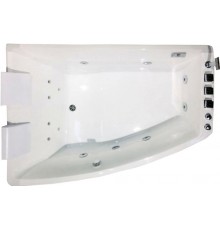 Акриловая ванна Orans BT-65100 XL 170x120 см, угловая, с гидромассажем, с каркасом, с экраном, со сливом-переливом, со смесителем, с подголовником, для двоих, асимметричная