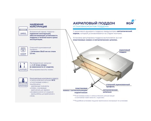 Душевой поддон прямоугольный RGW STYLE Ø 90 мм 800x1400 Душевой поддон прямоугольный RGW STYLE Ø 90 мм 800x1400