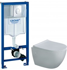 Комплект Унитаз подвесной Berges Okus 082127 с микролифтом + Инсталляция Grohe Rapid SL 38721001 3 в 1 с кнопкой смыва