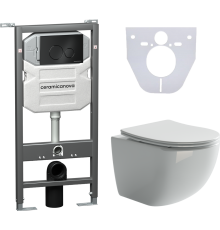 Комплект Унитаз подвесной Ceramicanova Forma CN3009 безободковый, с микролифтом + Система инсталляции для унитазов Envision CN1001B с кнопкой смыва и
