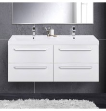 Тумба с раковиной Cezares Eco 120, bianco opaco, 4 ящика, ручки хром