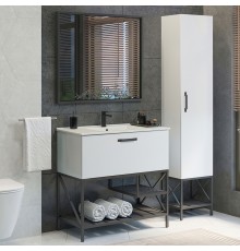 Мебель для ванной комнаты Comforty Бредфорд 90, белый глянец, графит