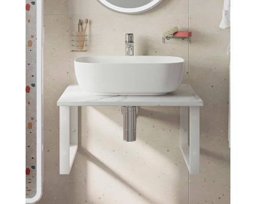 Столешница с раковиной DIWO Элиста 60 белый мрамор, с раковиной Moduo 50 Square