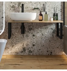 Столешница с раковиной DIWO Элиста 100 светлое дерево, с раковиной Moduo 50 Square