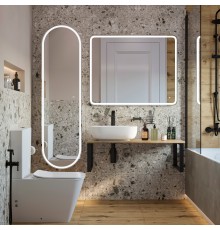 Мебель для ванной комнаты DIWO Элиста 100 светлое дерево, с раковиной Moduo 50 Square, в скандинавском стиле, овальная (гарнитур, мебель)