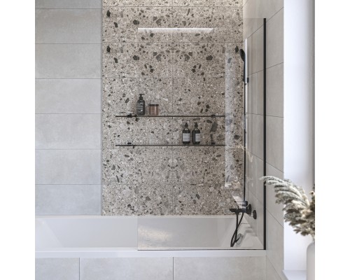 Шторка на ванну DIWO Ростов 4GW013 неподвижная, 80x150, черная матовая