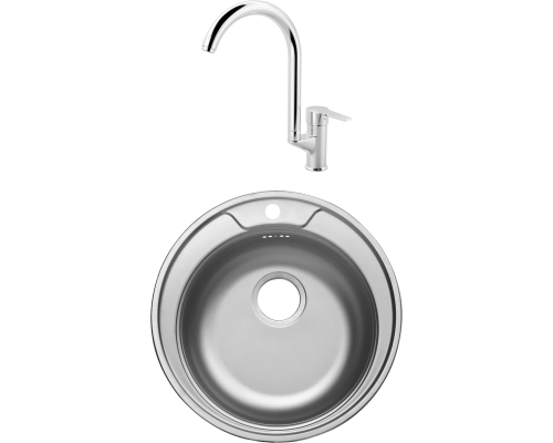 Комплект Мойка кухонная Domaci Равенна Rite DFA 500 (6) TG + Смеситель MEGA Snow MG-SH03 хром