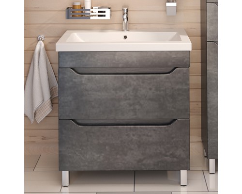 Тумба с раковиной Emmy Стоун 60 напольная, серый бетон