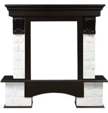 Портал Firelight Forte Classic камень белый, шпон темный дуб