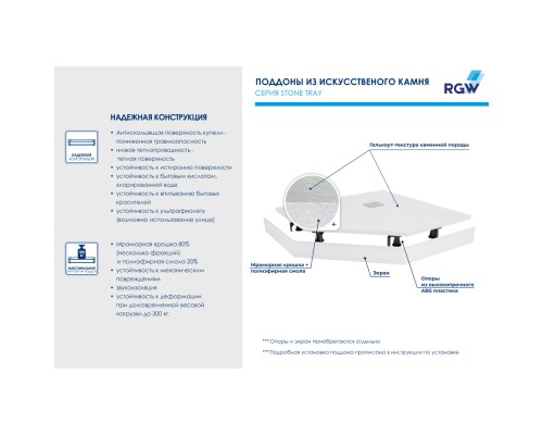 Душевой поддон трапеция RGW ST/T-W Белый 900x900 Душевой поддон трапеция RGW ST/T-W Белый 900x900