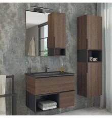 Мебель для ванной комнаты Comforty Франкфурт, 75, дуб шоколадно-коричневый, черная раковина