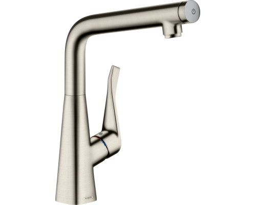 Комплект  Смеситель для кухни Hansgrohe Metris Select M71 14785800 сталь + Фартук для кухни Hansgrohe черный