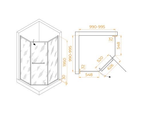 Душевой уголок RGW HO-084B 1000x1000