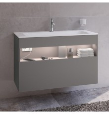 Тумба с раковиной Keuco Stageline 32872 100 см, с подсветкой, розеткой и точкой зарядки USB и USB-C, инокс матовый