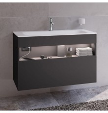 Тумба с раковиной Keuco Stageline 32872 100 см, с подсветкой, розеткой и точкой зарядки USB и USB-C, вулканит