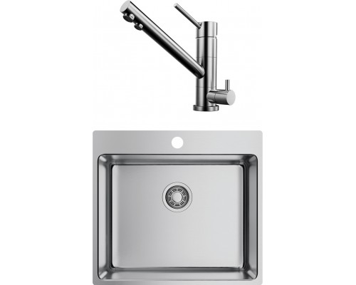 Комплект Мойка кухонная Omoikiri Amadare 55-IN + Смеситель Tonami BN нержавеющая сталь