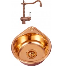 Комплект Мойка кухонная Seaman Eco Wien SWT-3945 copper polish + Смеситель Barcelone SSL-5077 copper satin