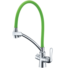 Смеситель для кухни Lemark Comfort LM3070C-Green с гибким изливом, хром, зеленый