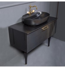 Тумба с раковиной Armadi Art Vallessi Avangarde Linea 100 черная, с накладной раковиной