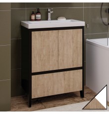 Тумба с раковиной Velvex Klaufs 60.2D.1Y белая, шатанэ, напольная