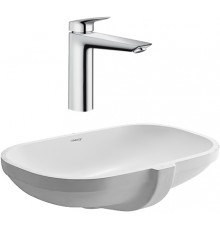 Комплект Смеситель Hansgrohe Logis 71091000 без донного клапана + Раковина Duravit D-code 0338490000 встраиваемая