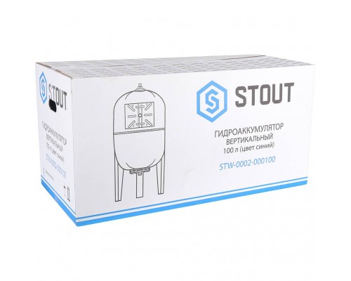 Расширительный бак STOUT STW-0002 гидроаккумулятор 100 л. вертикальный (цвет синий) (STW-0002-000100)