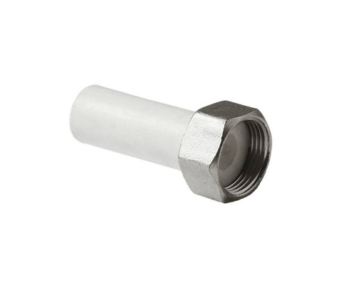 Штуцер Pro Aqua d=25-1 PP-R с накидной гайкой Белый (PA70014)