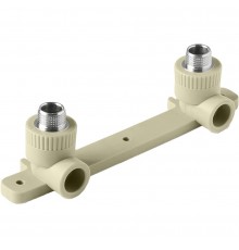 PA280112PG Pro Aqua d=25-1/2 PP-R Угольник двойной с креплением комбинированный НР Серый (PA280112PG)