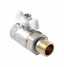 Кран шаровой полнопроходной Pro Aqua D 3/4 со сгоном, ручка-бабочка (белая), Н-В (FWB65-m20-f20xw)