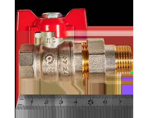 Кран шаровой с американкой ROMMER ВР/НР, ручка бабочка 1/2 (RBV-0005-2510215) Кран шаровой с американкой ROMMER ВР/НР, ручка бабочка 1/2 (RBV-0005-2510215)