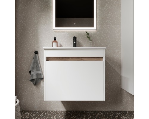 Тумба с раковиной Sancos Smart 60 см белый глянец